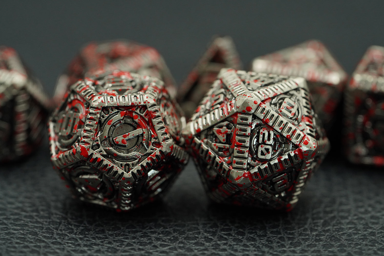 IceForge Dice Canada - Steel Executioner - Blood-Stained Metal Dice Set