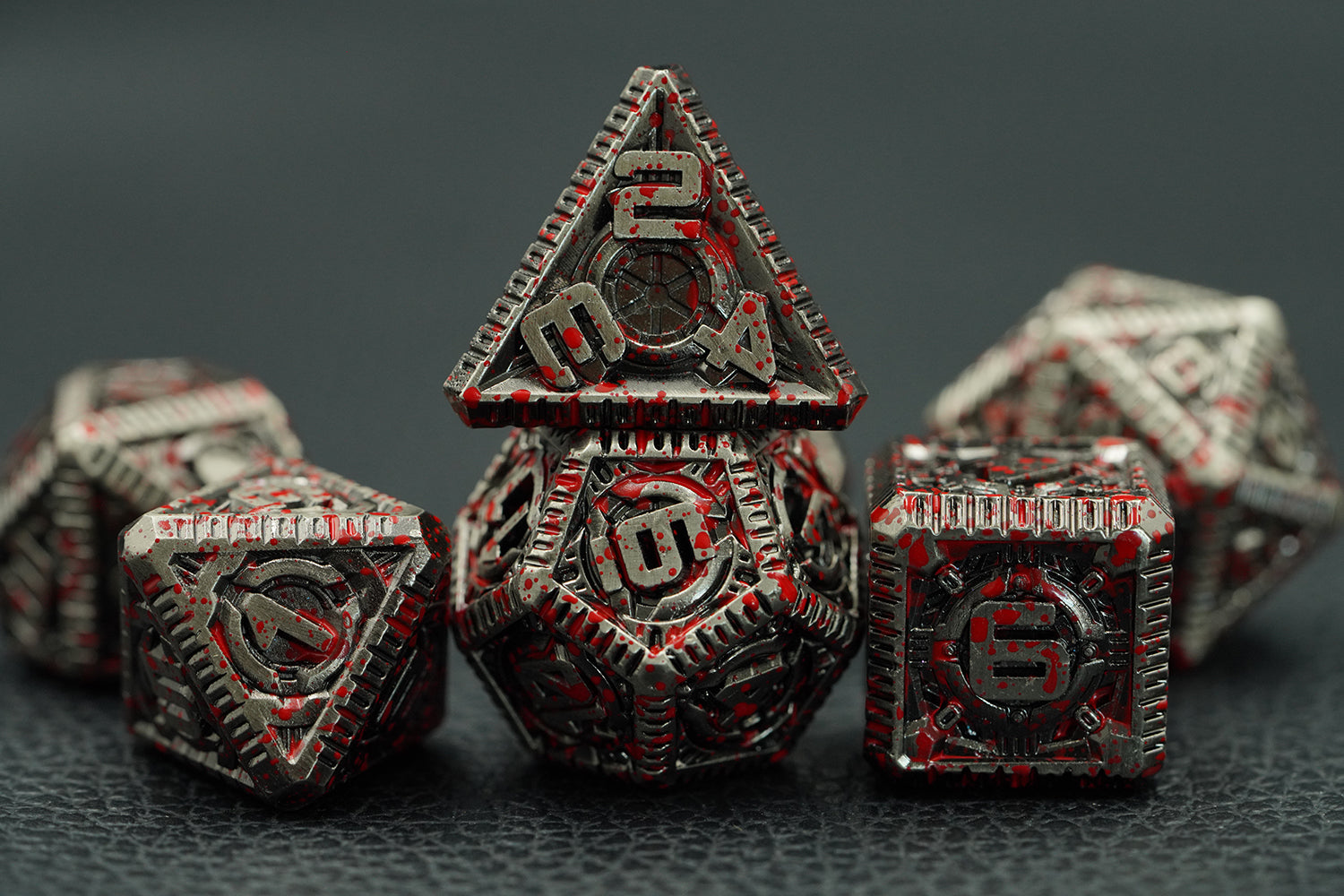 IceForge Dice Canada - Steel Executioner - Blood-Stained Metal Dice Set