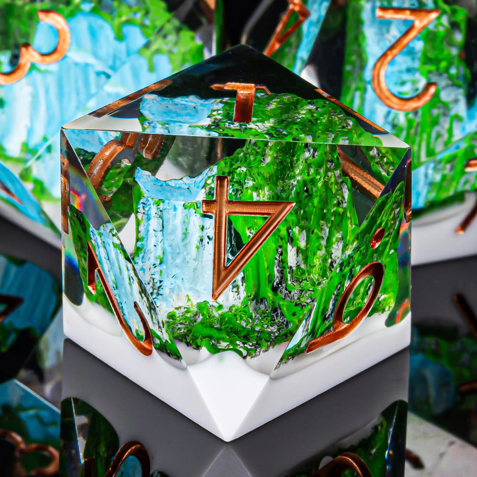 IceForge Dice Canada - Verdant Falls - Elemental Cascade Dice Set
