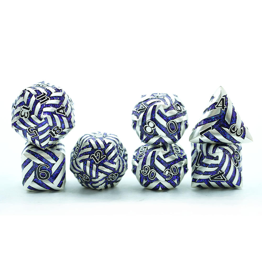 IceForge Dice Canada - Abyssal Nightbraid – Azure Rift Metal Dice Set