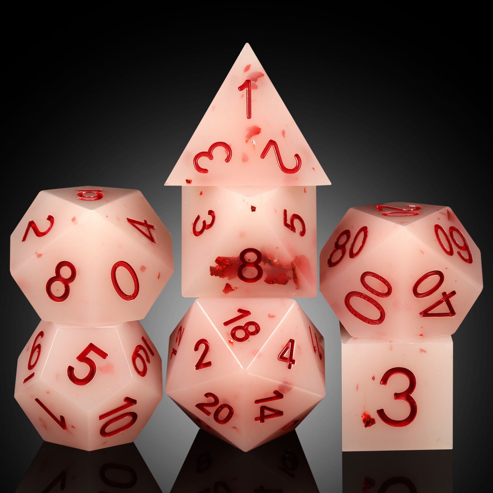 IceForge Dice Canada - Strawberry Bloom Sharp Edge Dice Set
