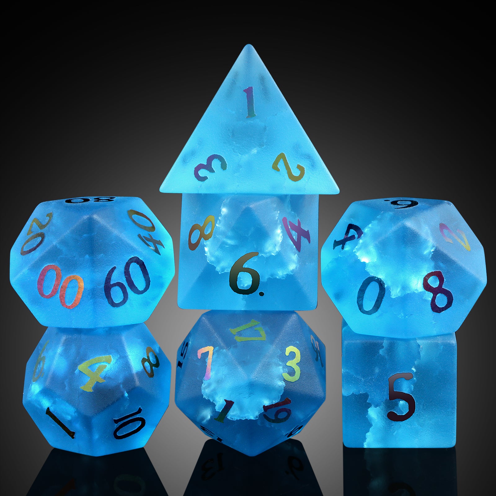 IceForge Dice Canada - Fractured Azure – Frosted Glass Dice Set