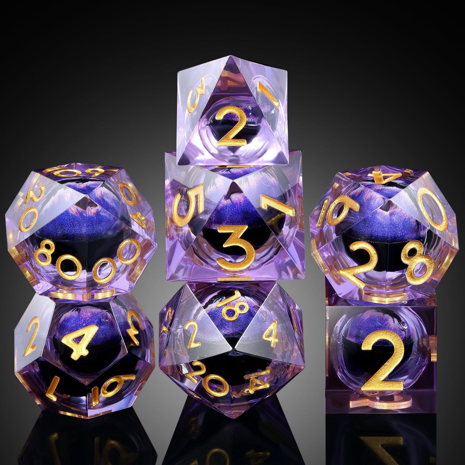 IceForge Dice Canada - Amethyst Dragon’s Gaze Liquid Core Dice Set