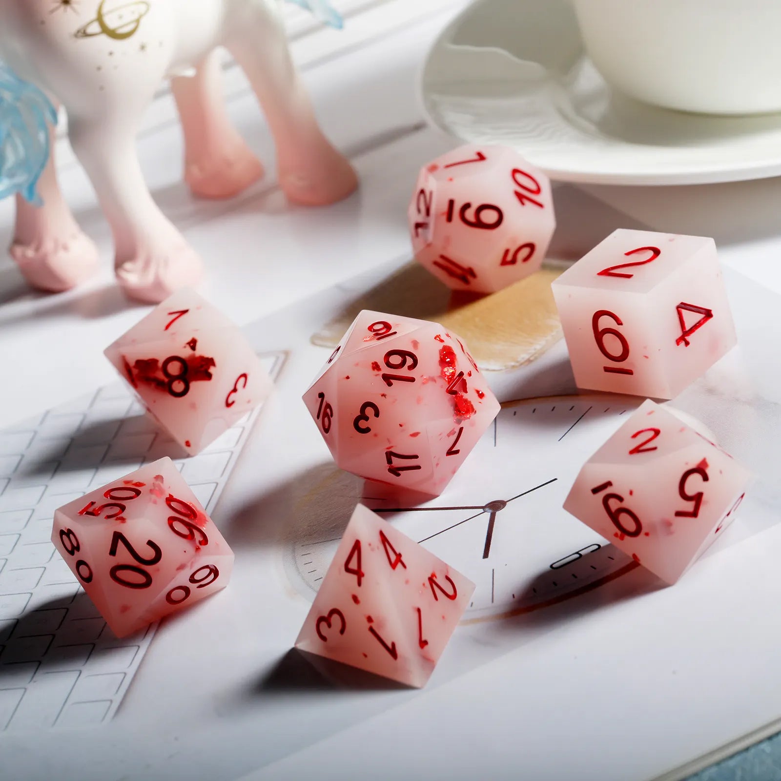 IceForge Dice Canada - Strawberry Bloom Sharp Edge Dice Set