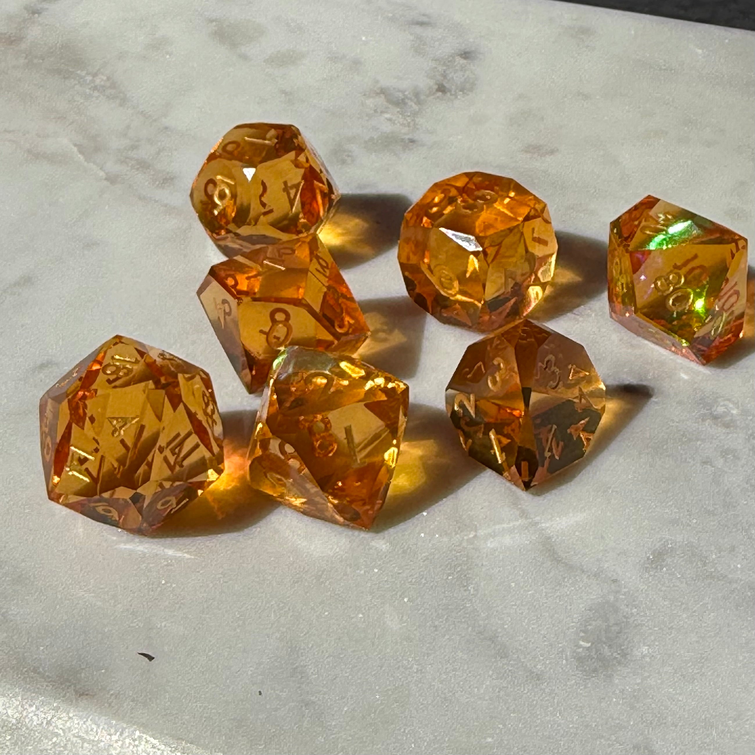 Emberflare Shards – Diamond-Edge Resin Dice Set