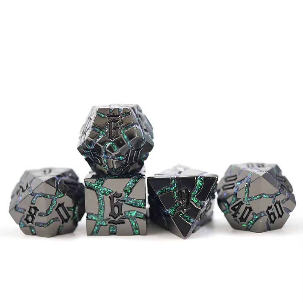 IceForge Dice Canada - Shattered Obsidian - Metal Dice Set