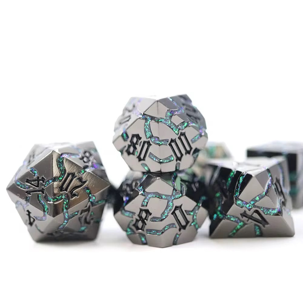 IceForge Dice Canada - Shattered Obsidian - Metal Dice Set