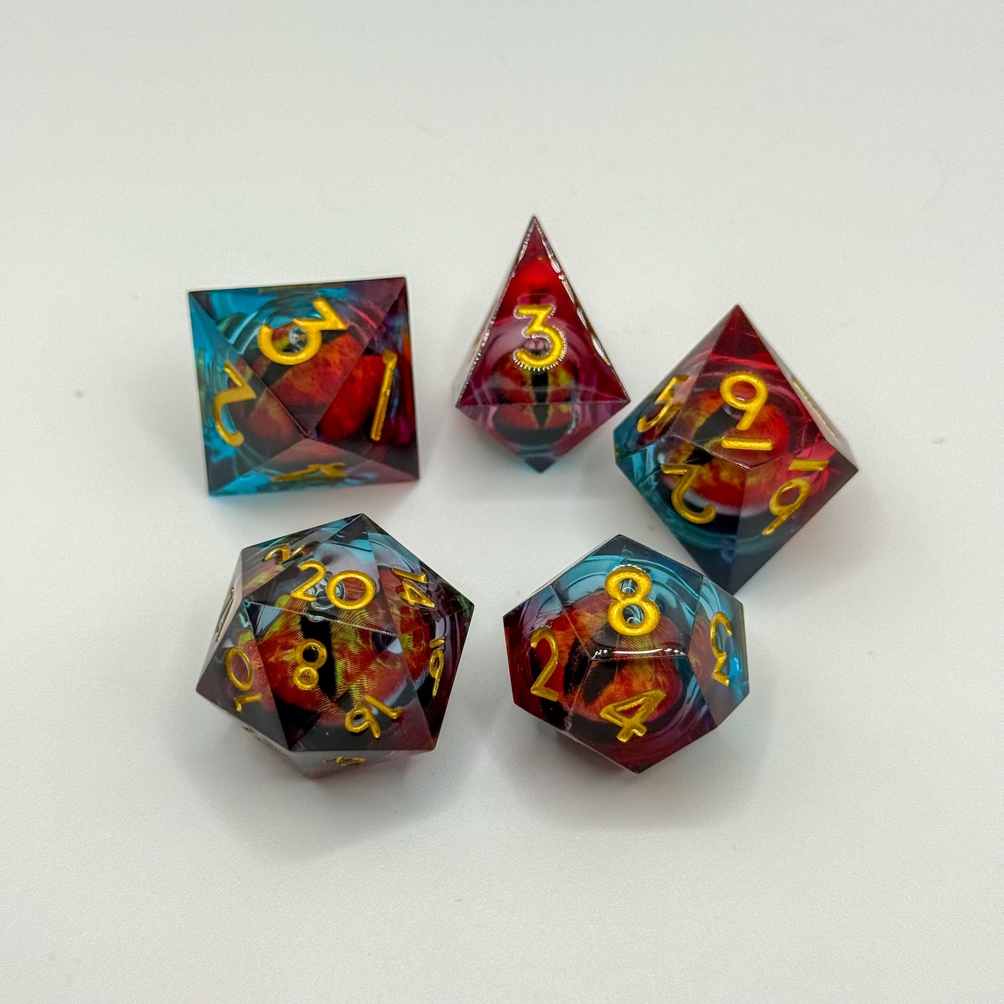 IceForge Dice Canada - Emberstorm Dragon’s Gaze – Liquid Core Dice Set