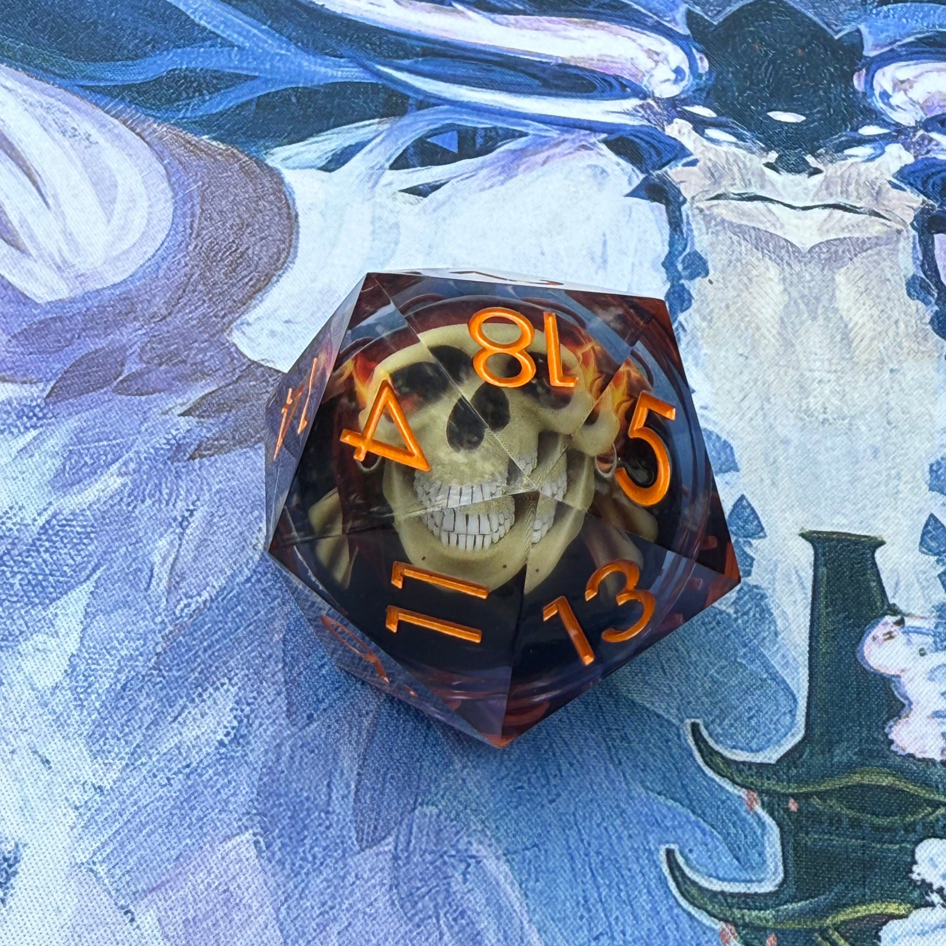 IceForge Dice Canada - Embergrin – 50mm Liquid Core Skull D20