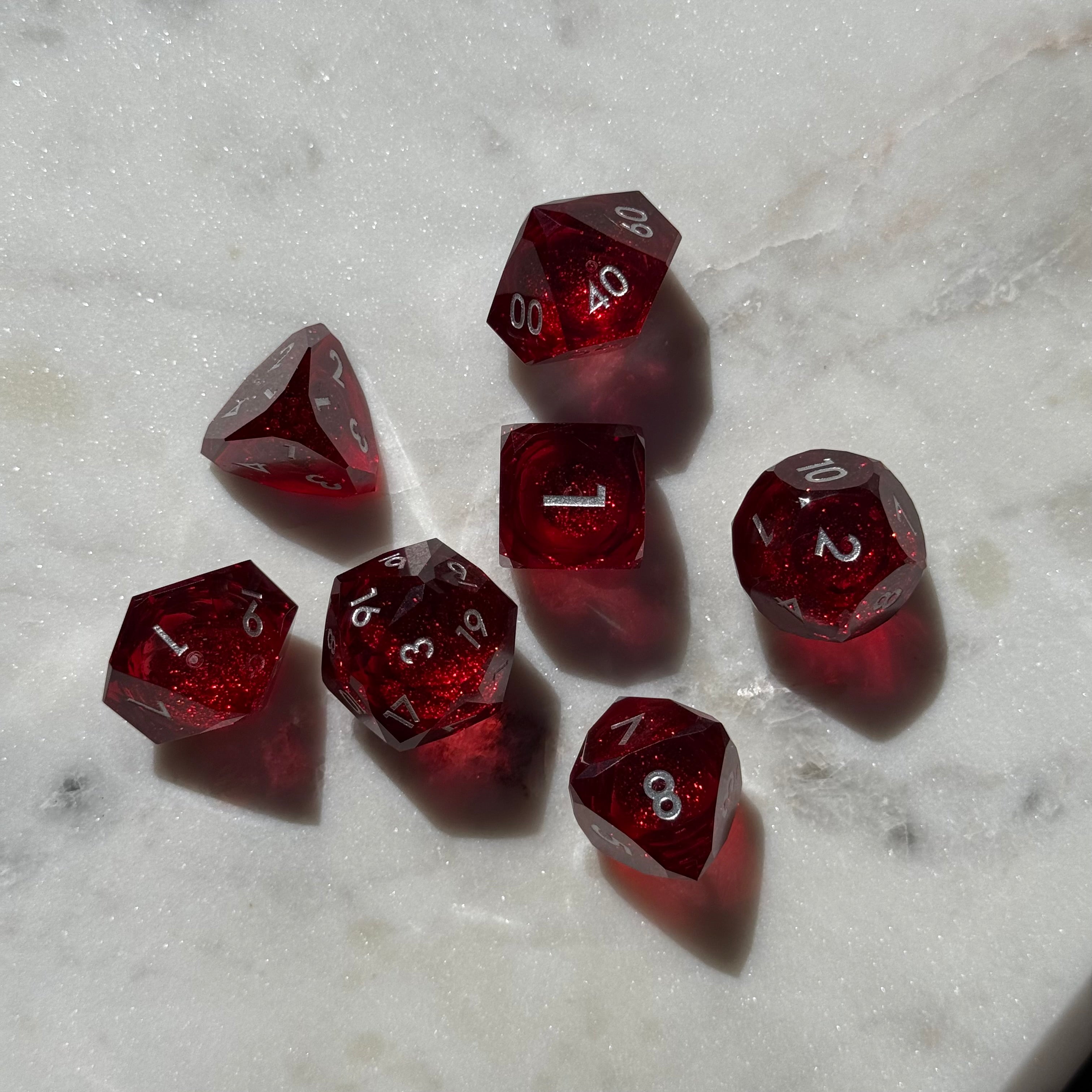 IceForge Dice Canada - Crimson Heart – Diamond-Edge Liquid Core Dice Set