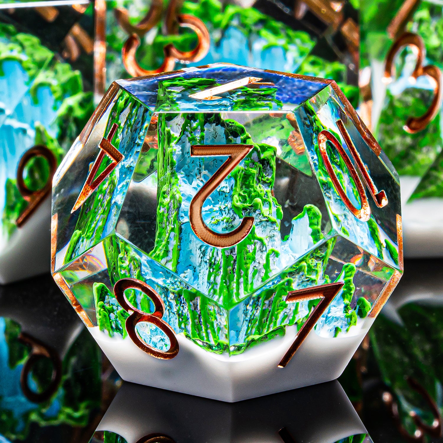 IceForge Dice Canada - Verdant Falls - Elemental Cascade Dice Set