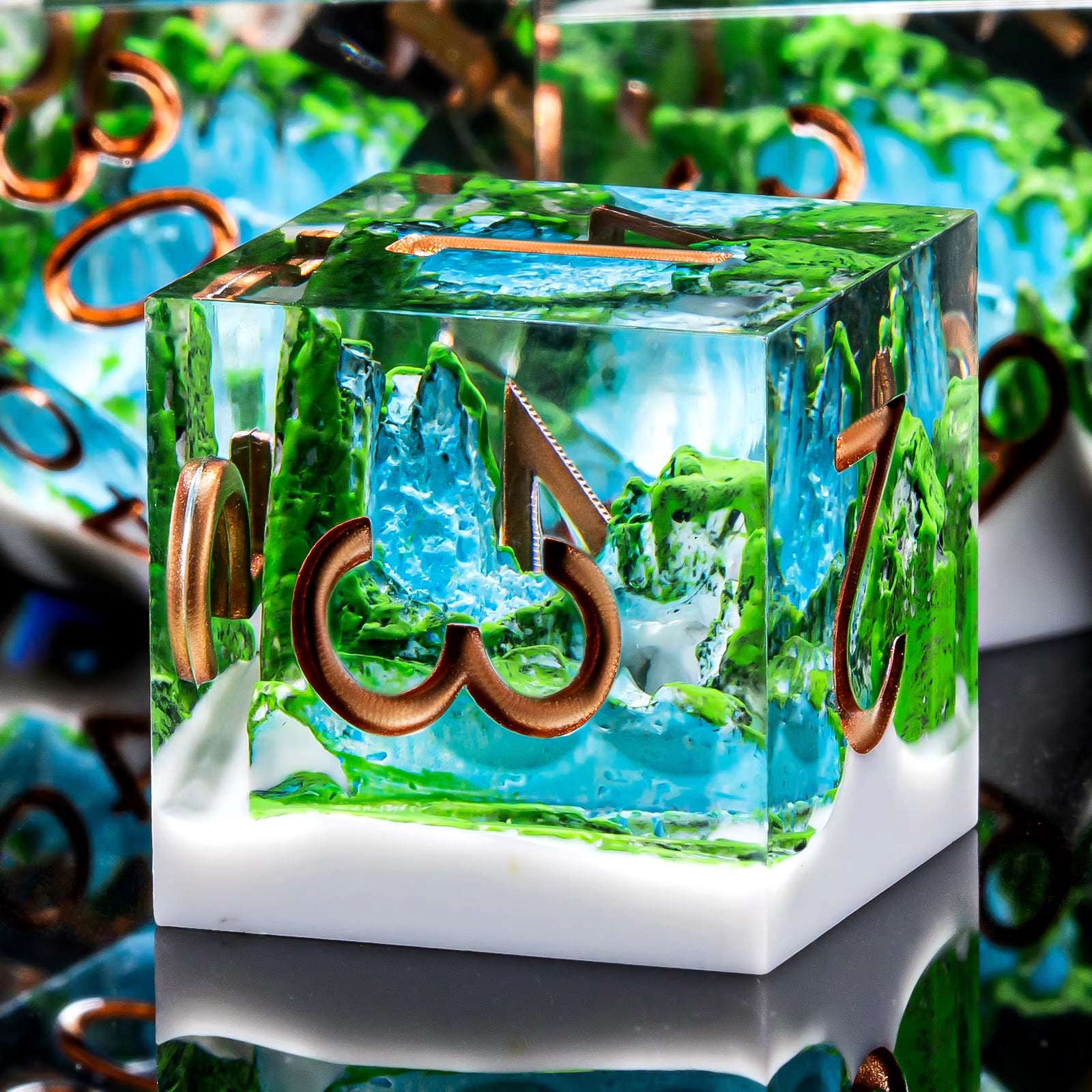 IceForge Dice Canada - Verdant Falls - Elemental Cascade Dice Set