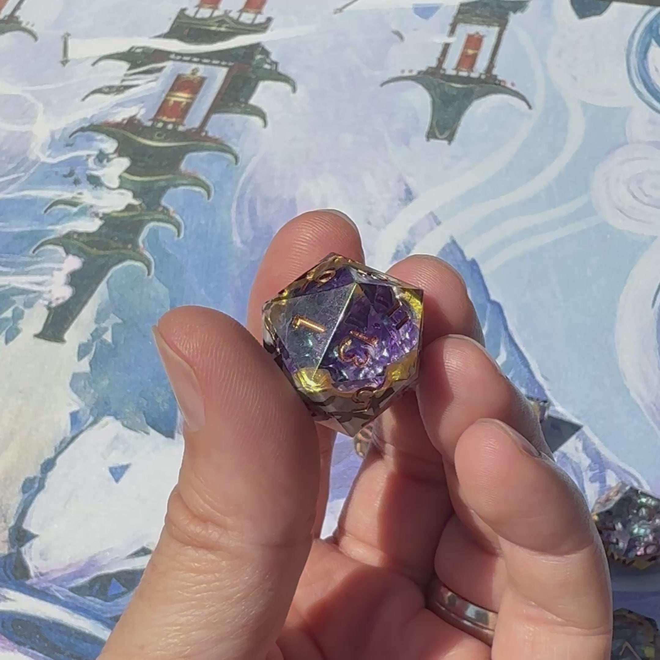 Moonlit Script - Vortex Crown Dice Set