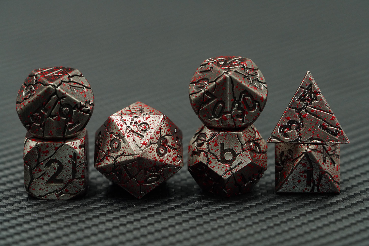 IceForge Dice Canada - Crimson Scourge – Blood-Stained Metal Dice Set