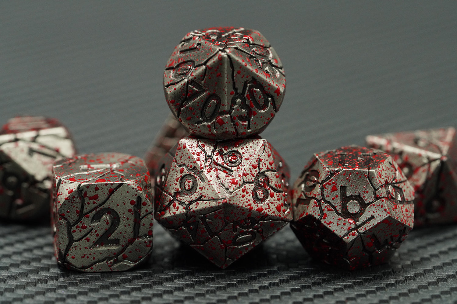 IceForge Dice Canada - Crimson Scourge – Blood-Stained Metal Dice Set