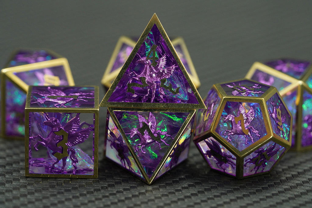 IceForge Dice Canada - Mythic Pegasus – Metal-Frame Sharp-Edge Dice Set