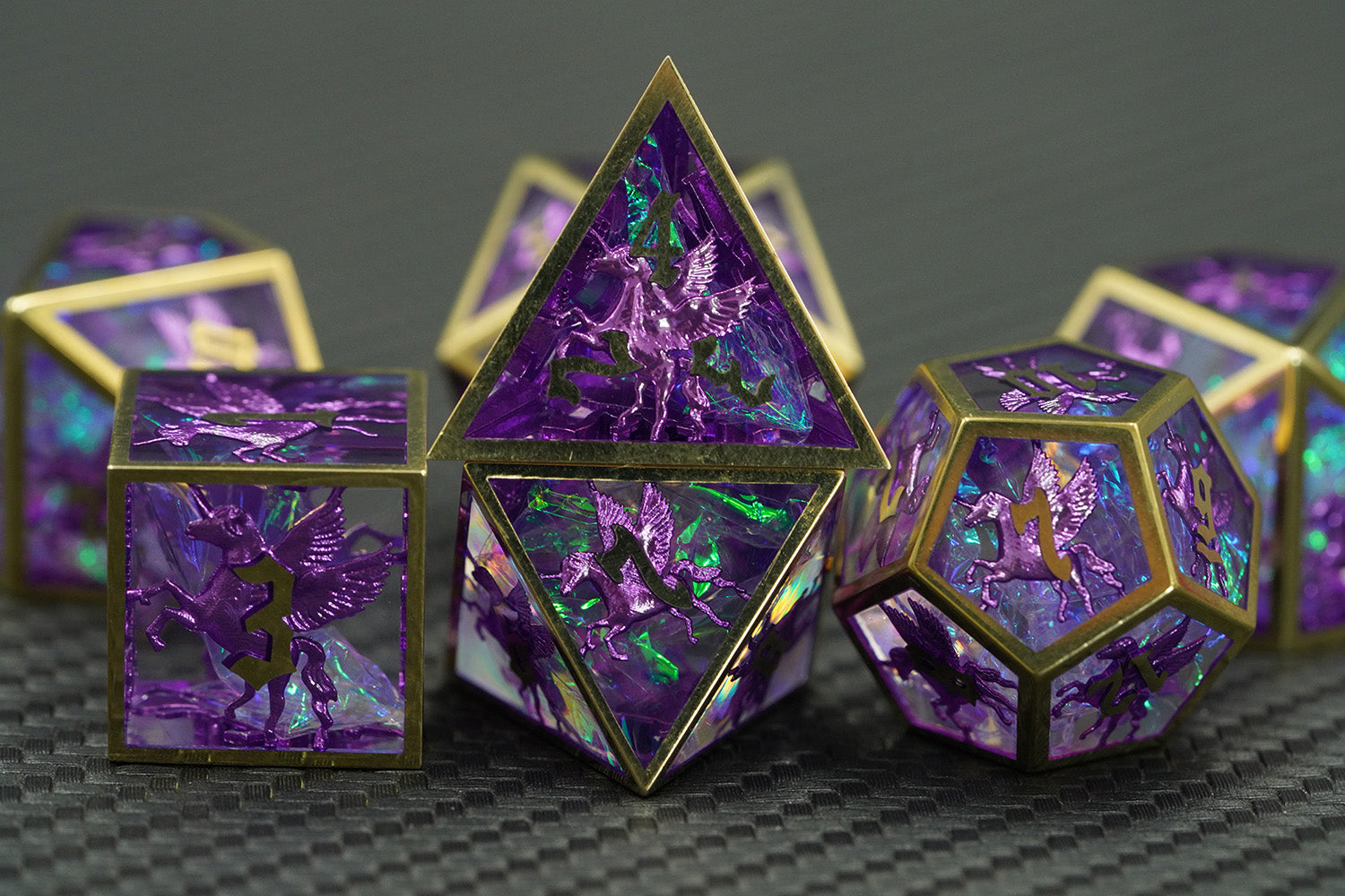 IceForge Dice Canada - Mythic Pegasus – Metal-Frame Sharp-Edge Dice Set