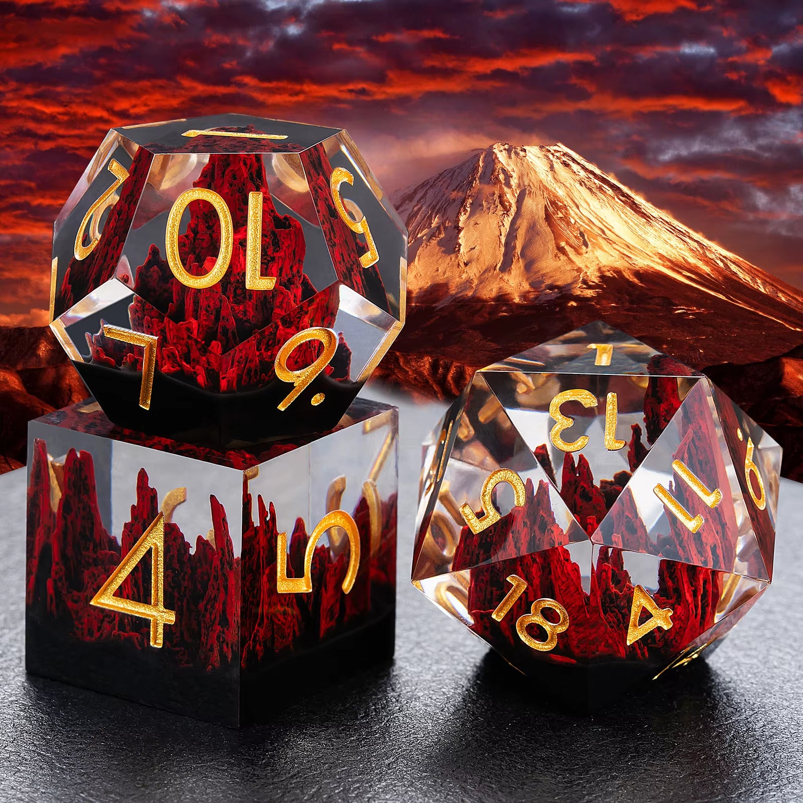IceForge Dice Canada - Infernal Spire - Elemental Core Dice Set