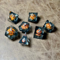 Regard du Dragon Éclipse – Set de Dés à Cœur Liquide