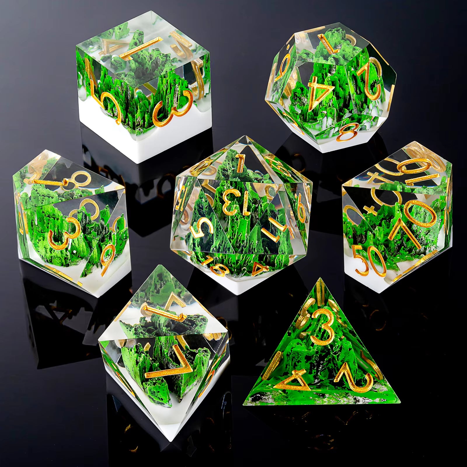 IceForge Dice Canada - Verdant Spire - Elemental Core Dice Set