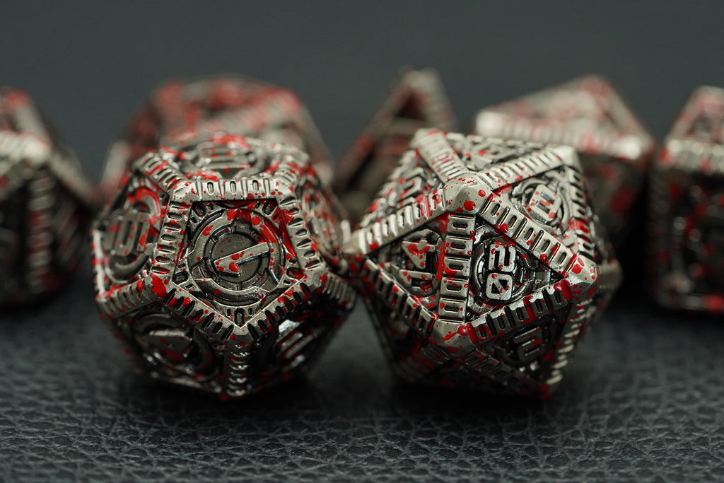 IceForge Dice Canada - Steel Executioner - Blood-Stained Metal Dice Set