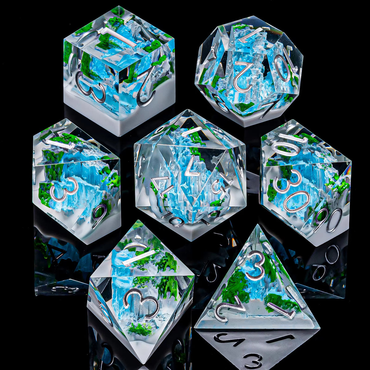 IceForge Dice Canada - Frostspire Falls - Elemental Cascade Dice Set