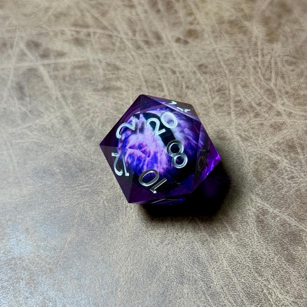 Regard de dragon améthyste Jumbo D20 (33 mm)