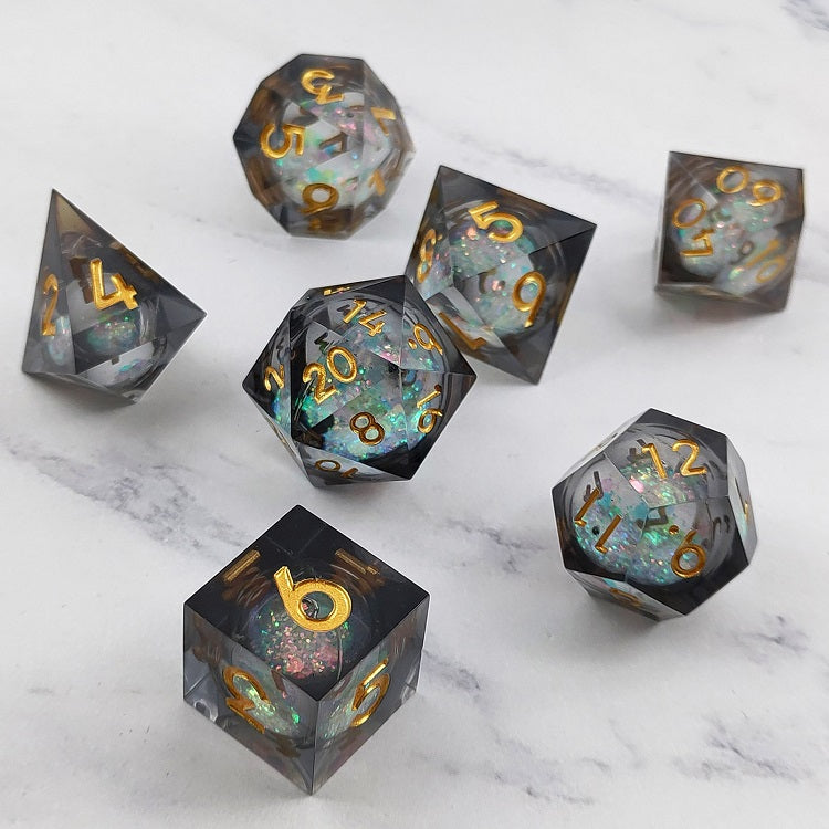 IceForge Dice Canada - Gilded Nebula - Liquid Core Dice Set