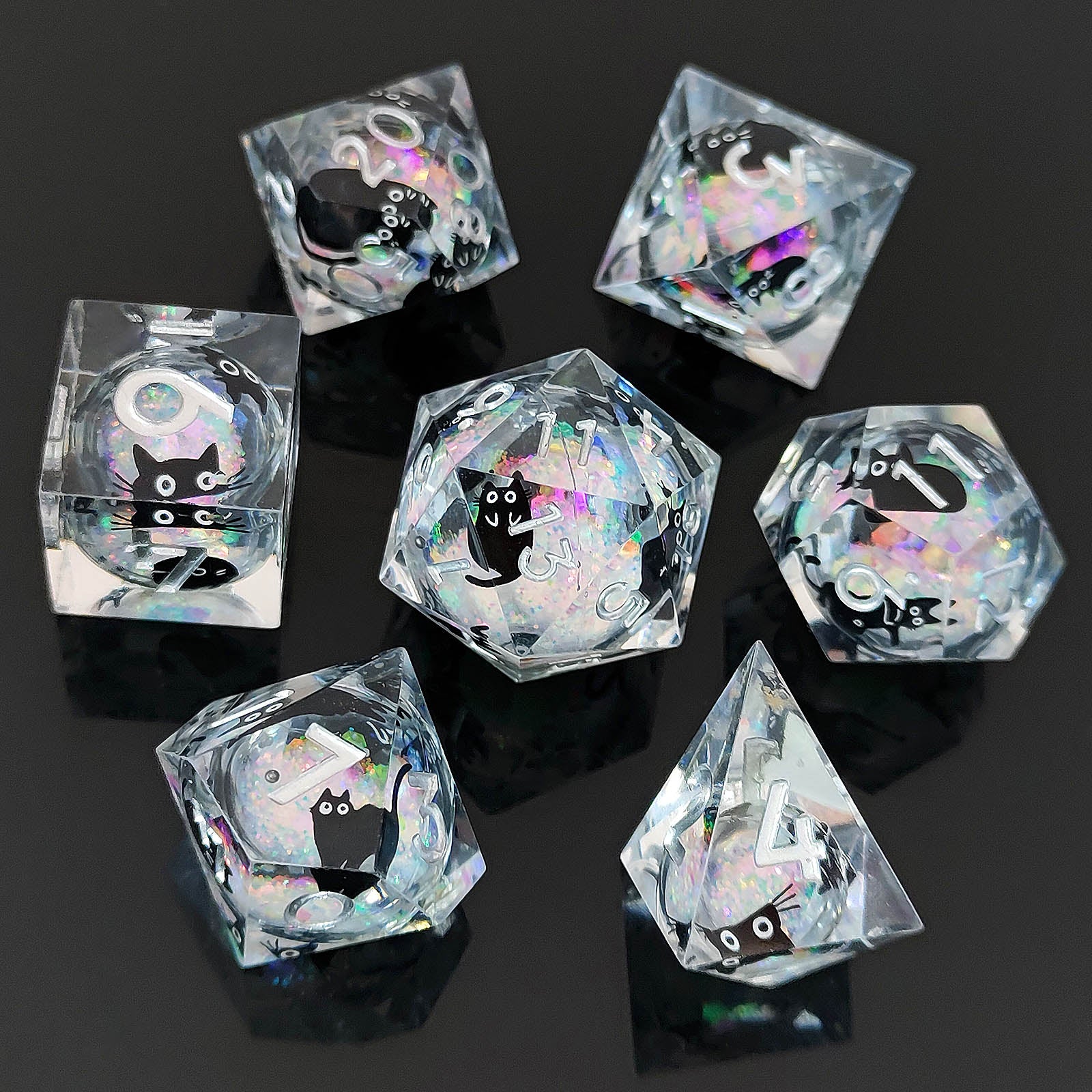 IceForge Dice Canada - Familiar Whiskers – Winterglass - Liquid Core Dice Set