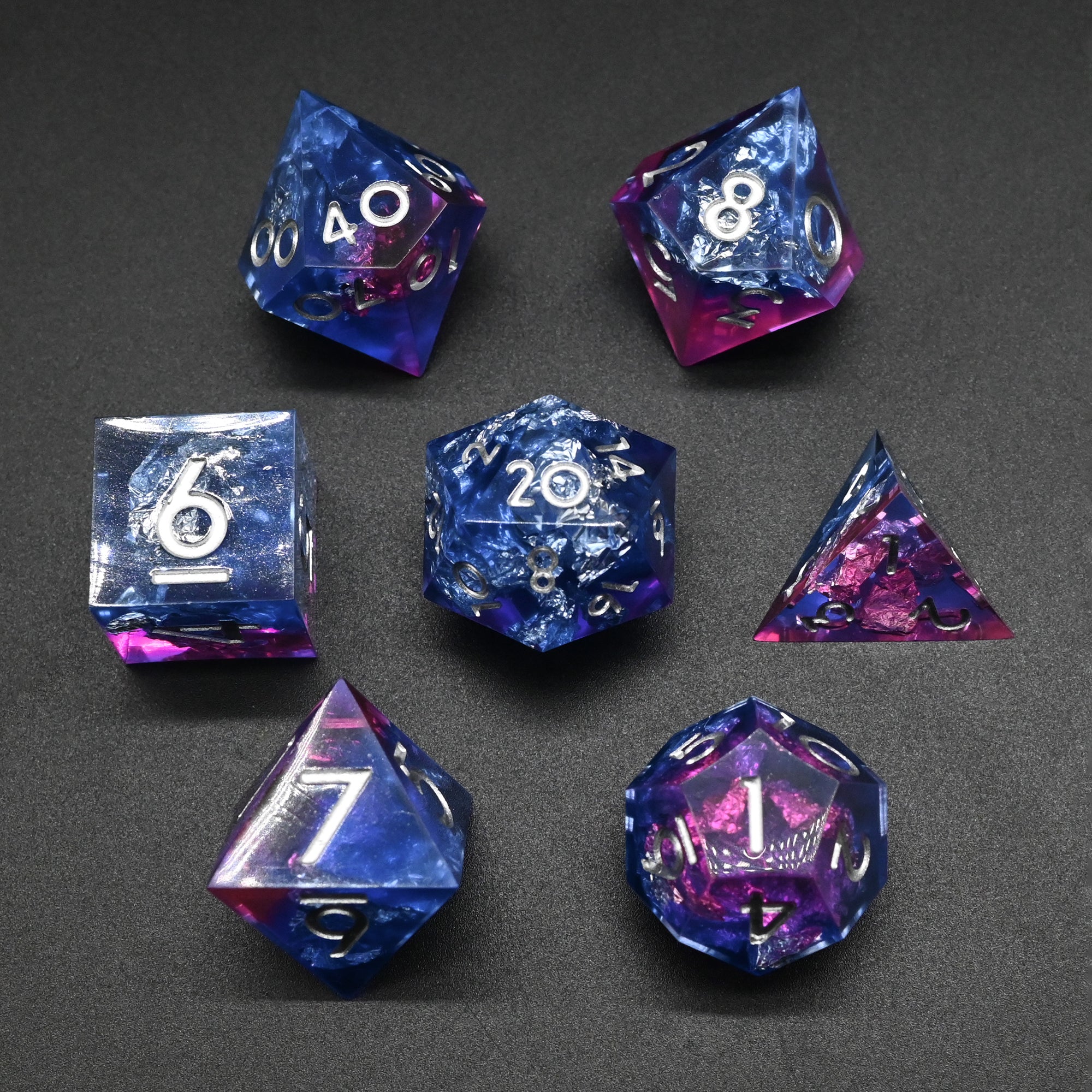 IceForge Dice Canada - Nebula Fracture – Sharp Edge Resin Dice Set