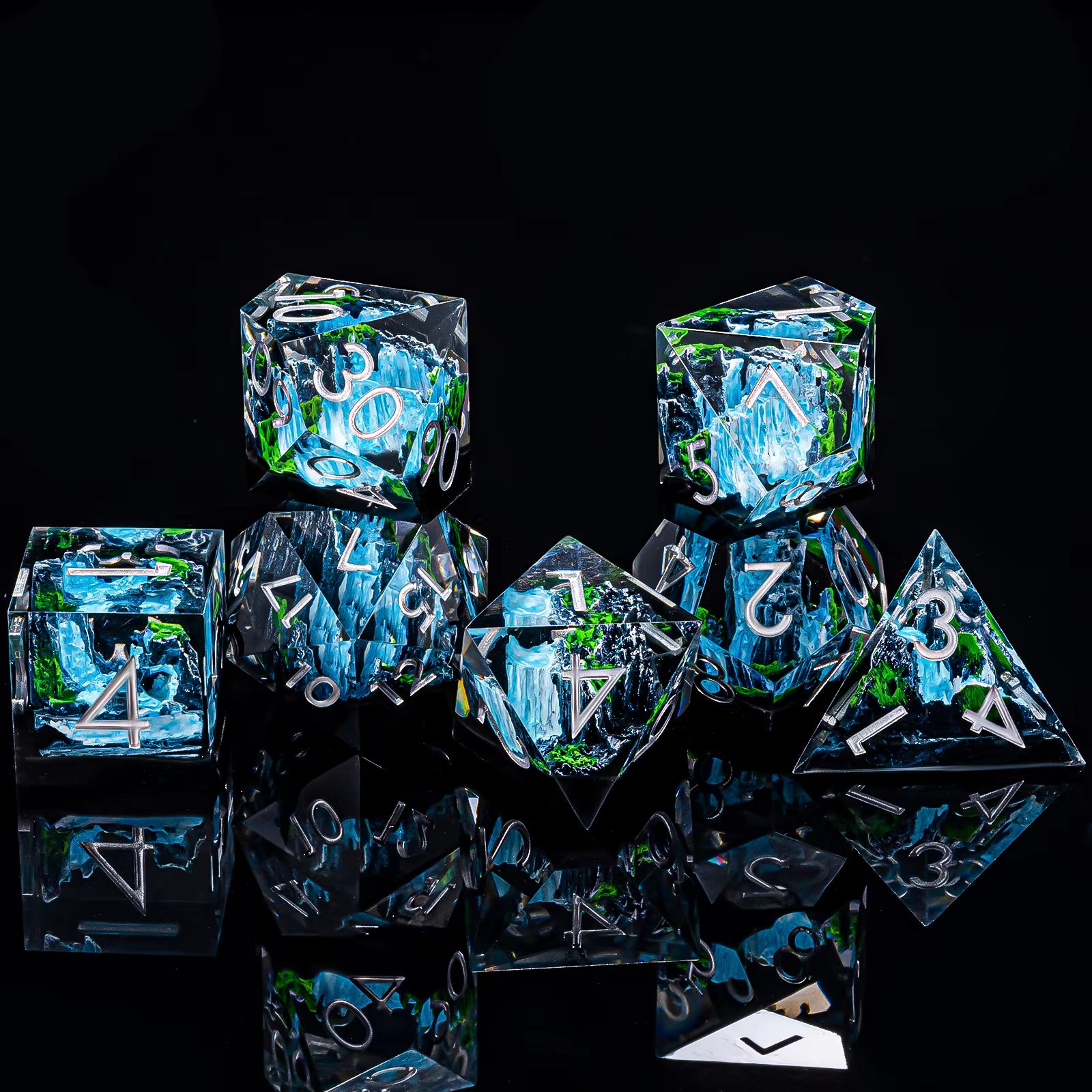 IceForge Dice Canada - Abyss Falls - Elemental Cascade Dice Set