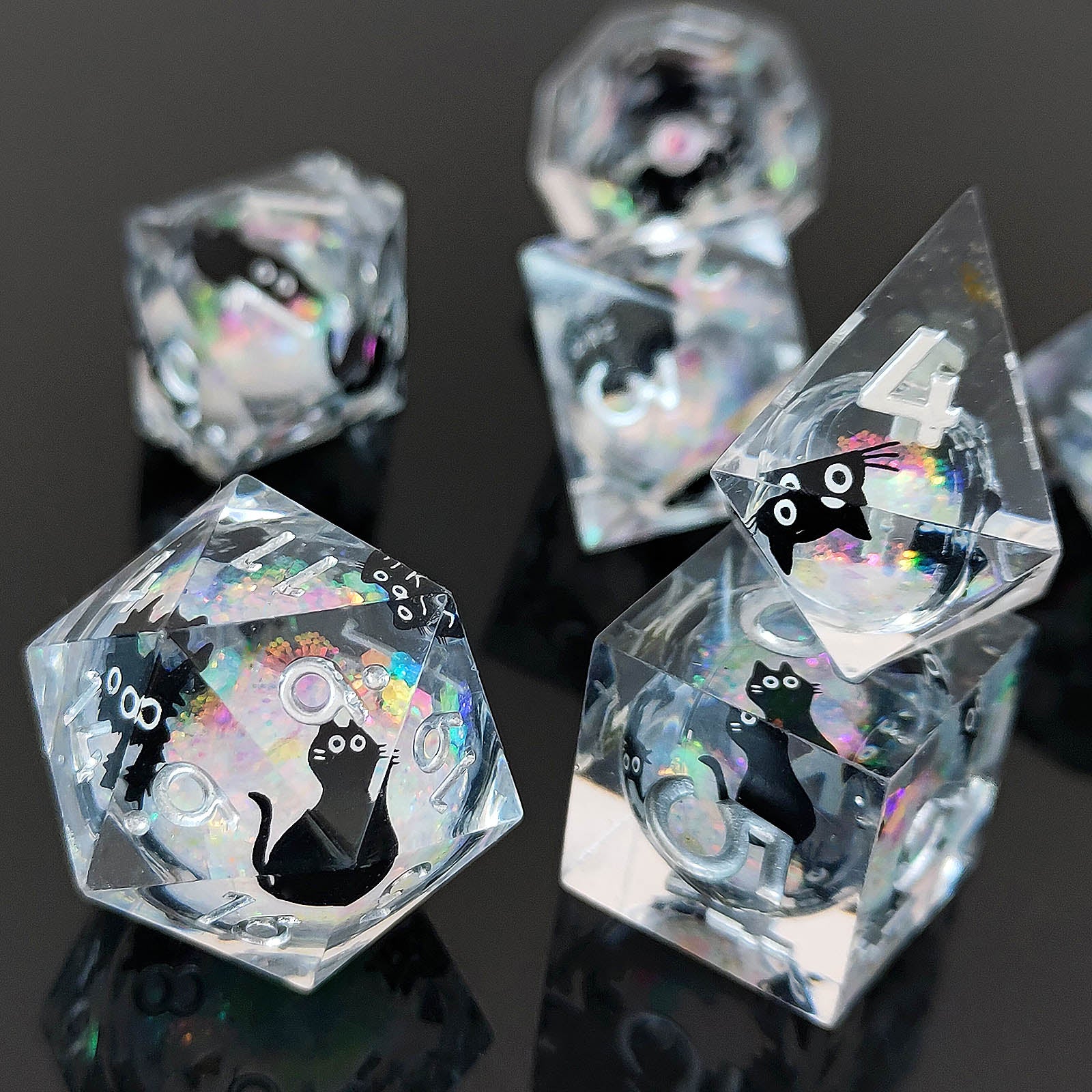 IceForge Dice Canada - Familiar Whiskers – Winterglass - Liquid Core Dice Set