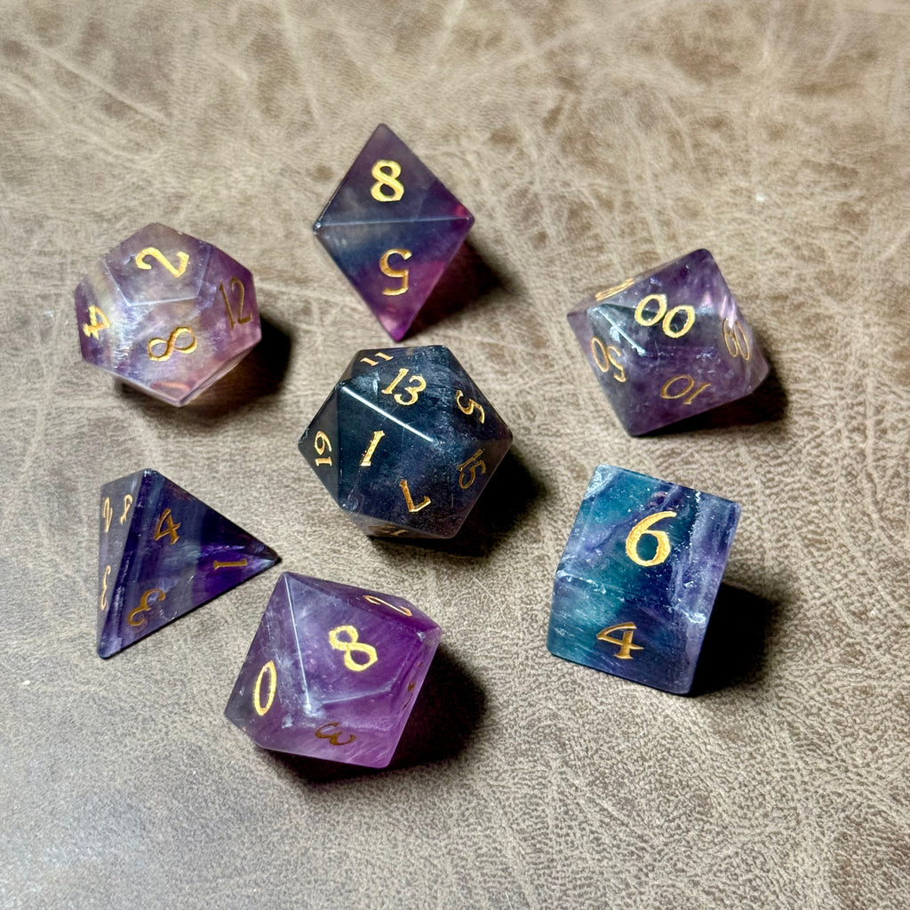 Spectral Fluorite – Natural Stone Dice Set