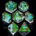 IceForge Dice Canada - Verdant Falls - Sharp Edge Resin Dice Set