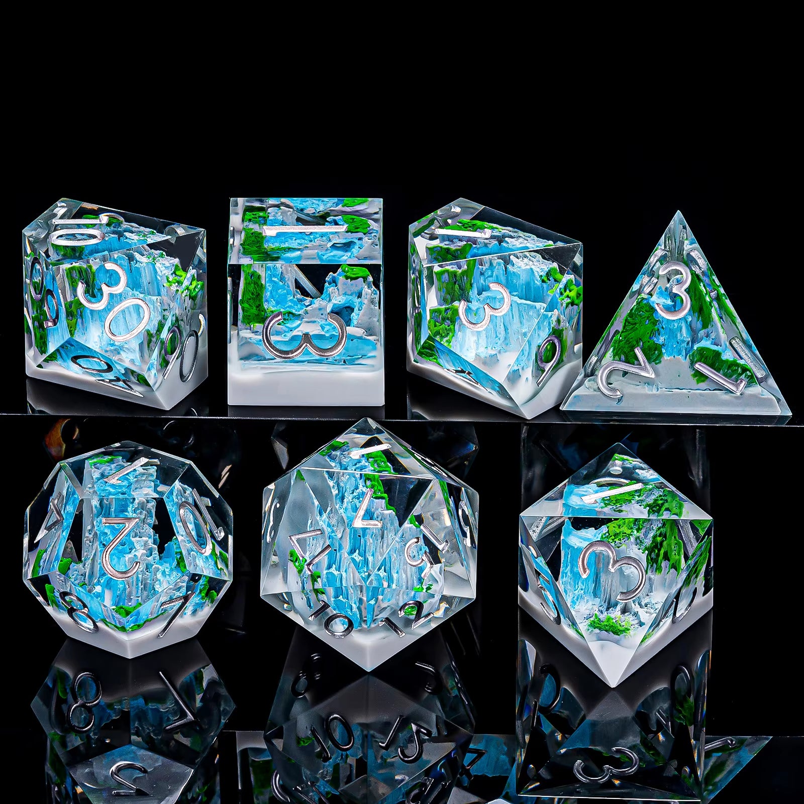 IceForge Dice Canada - Frostspire Falls - Elemental Cascade Dice Set