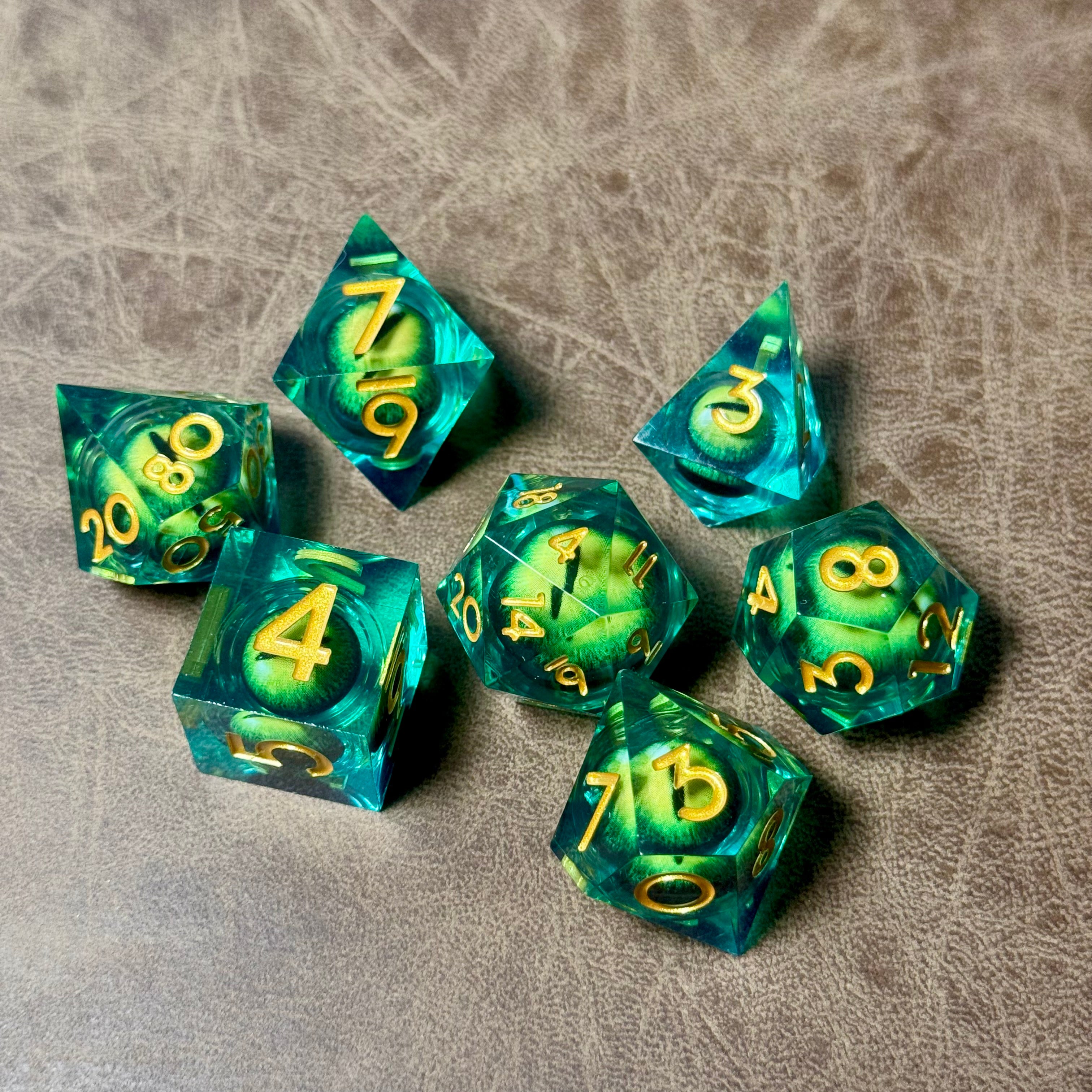 IceForge Dice Canada - Emerald Dragon’s Gaze Liquid Core Dice Set