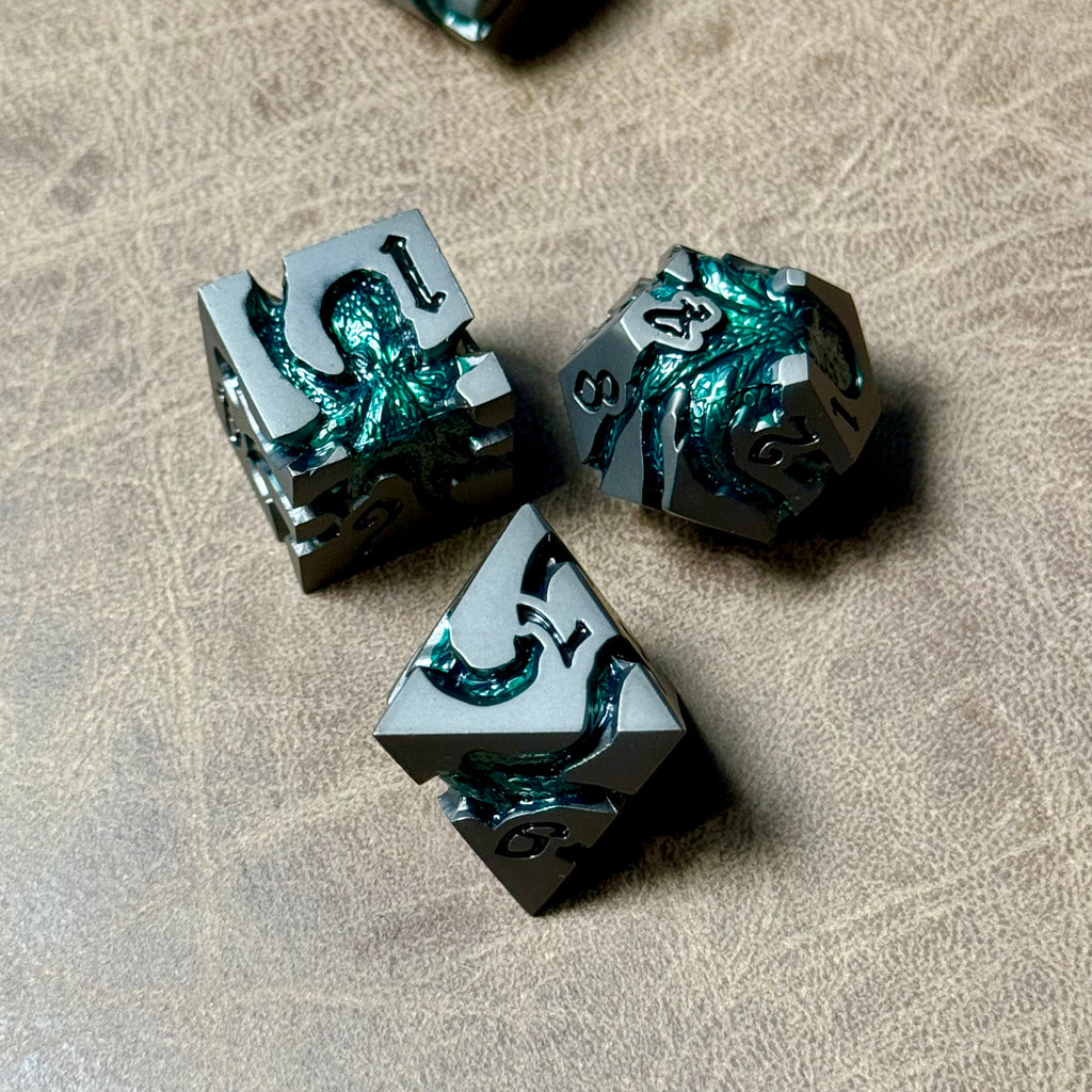 IceForge Dice Canada - Emerald Abyss – Metal Dice Set
