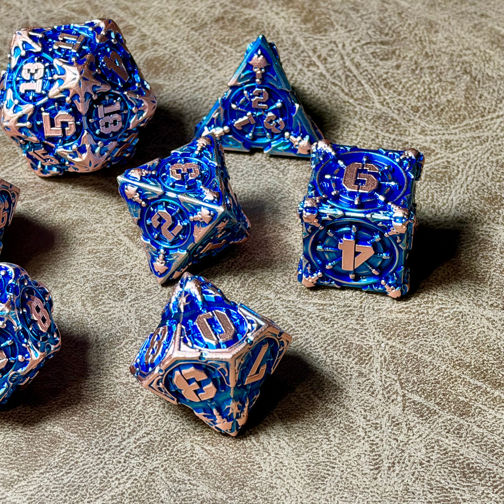 Corsair Kingdom – Azure Doubloon – Metal Dice Set