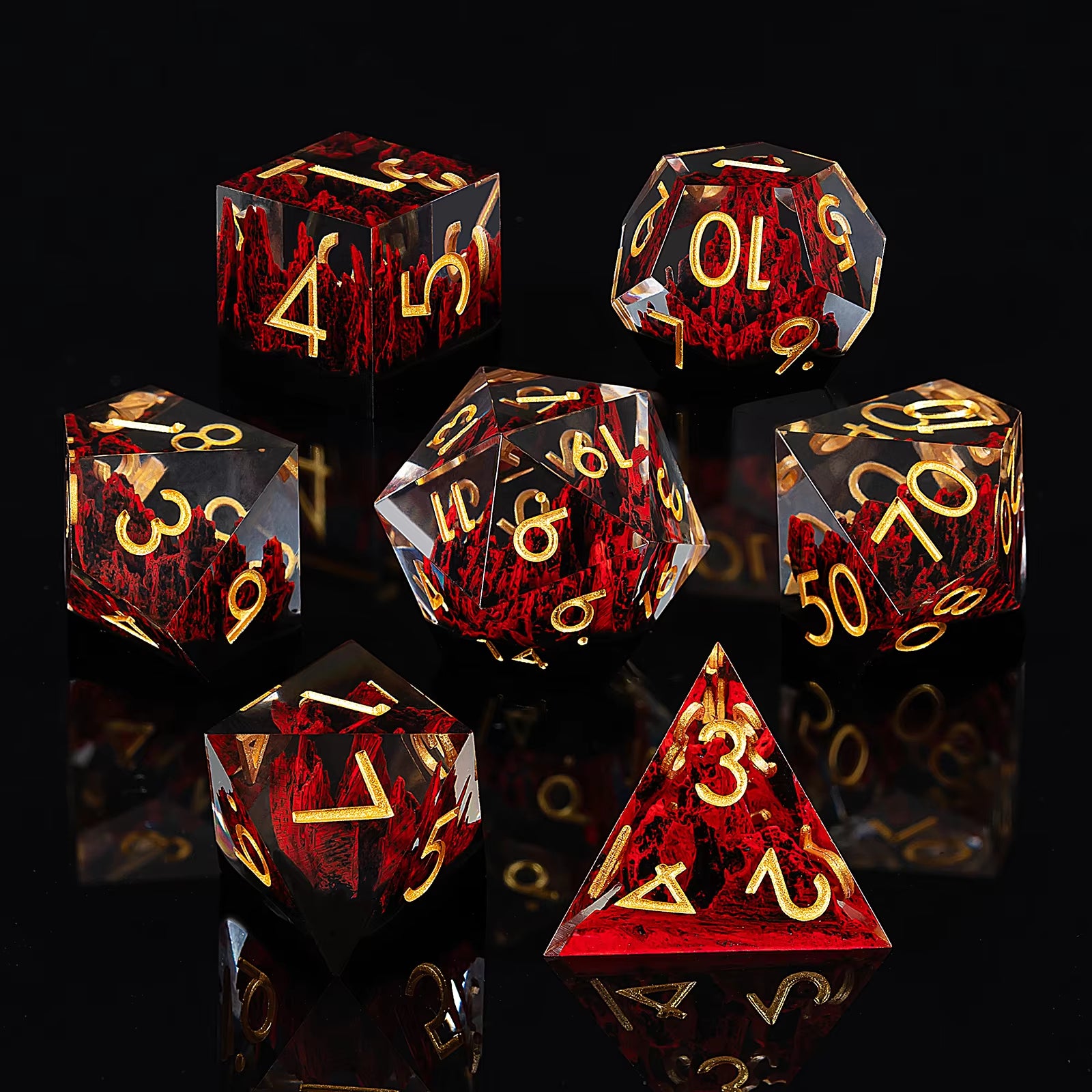 IceForge Dice Canada - Infernal Spire - Elemental Core Dice Set