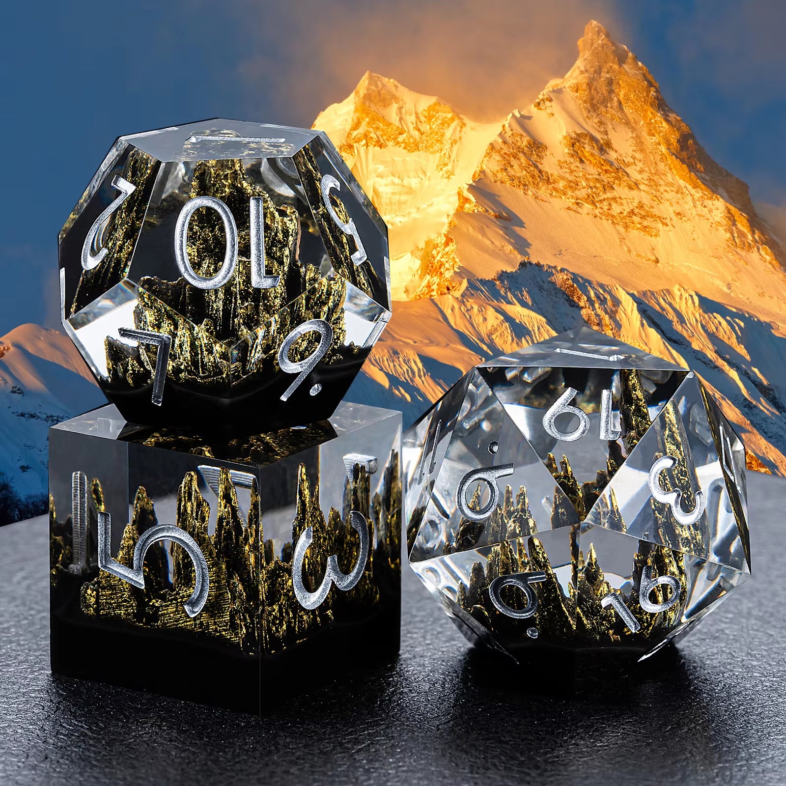 IceForge Dice Canada - Ember Spire – Elemental Core Dice Set