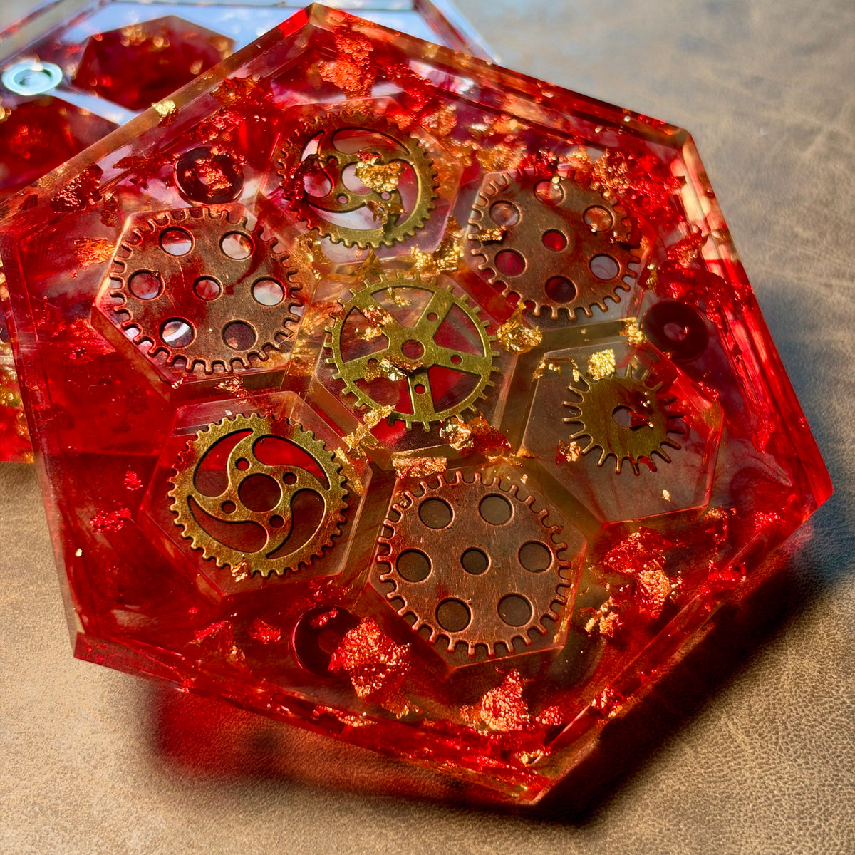 Gearvault – Red Gear Hex Dice Box