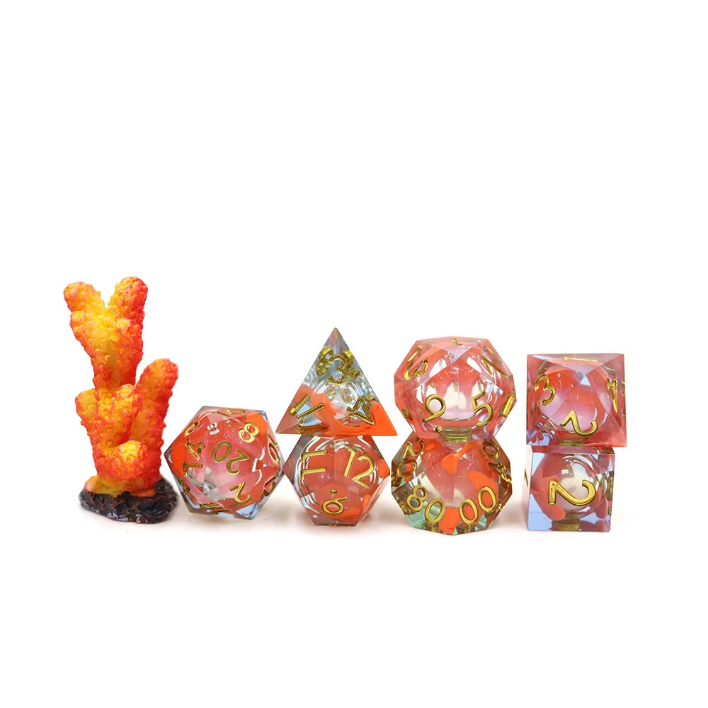 IceForge Dice Canada - Coralflame – Liquid Core Dice Set