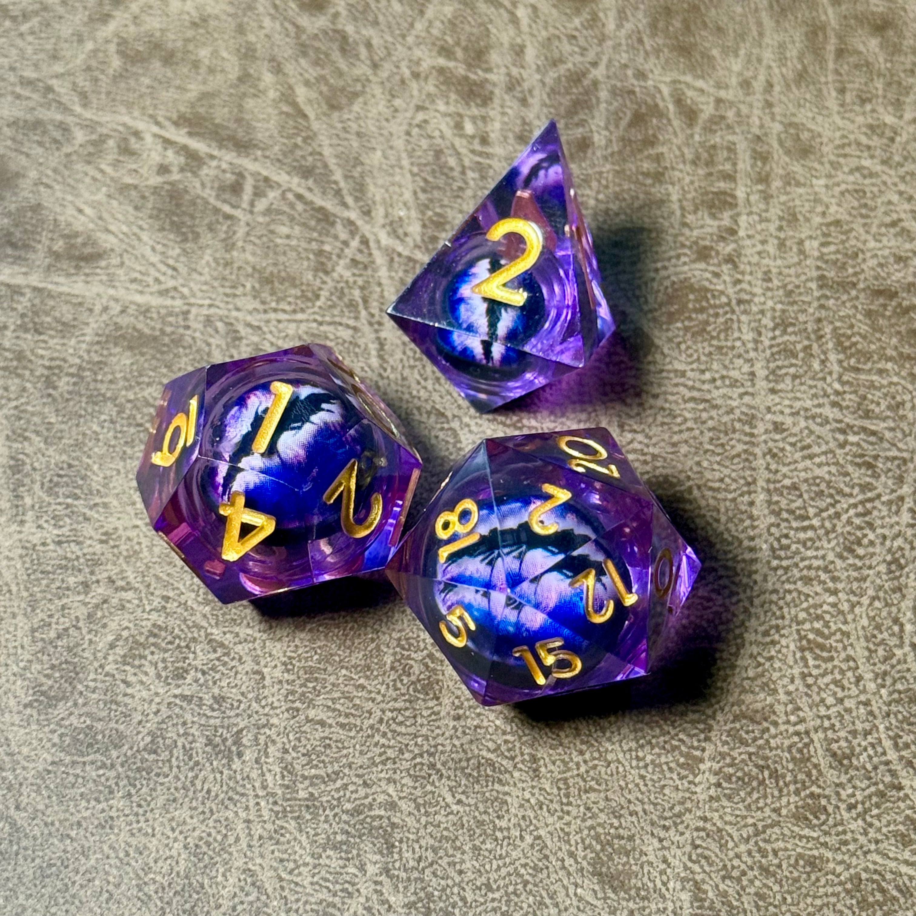 Amethyst Dragon’s Gaze Liquid Core Dice Set
