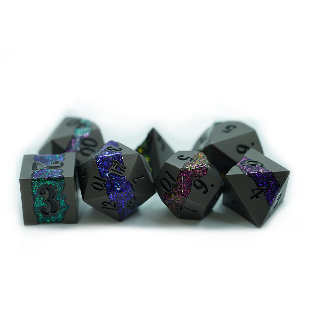 IceForge Dice Canada - Riftvein – Voidfract Prism – Metal Dice Set