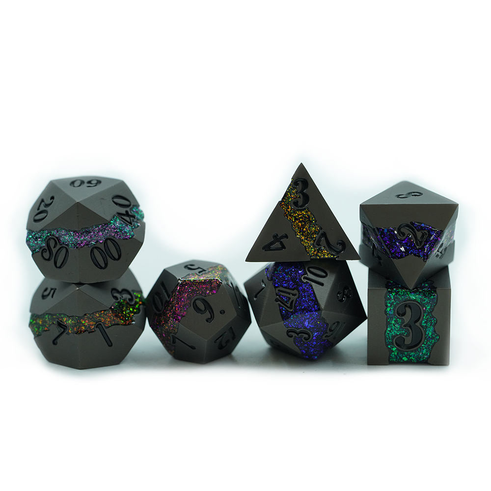 IceForge Dice Canada - Riftvein – Voidfract Prism – Metal Dice Set