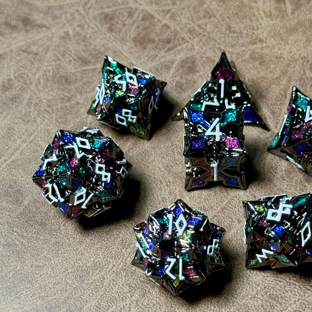 Arcane Eclipse – Prismatic Leaf - Metal Dice Set