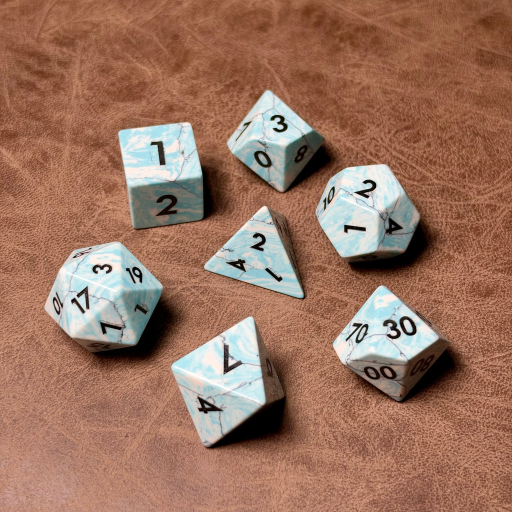 Turquoise Faultline – Gemstone Dice Set