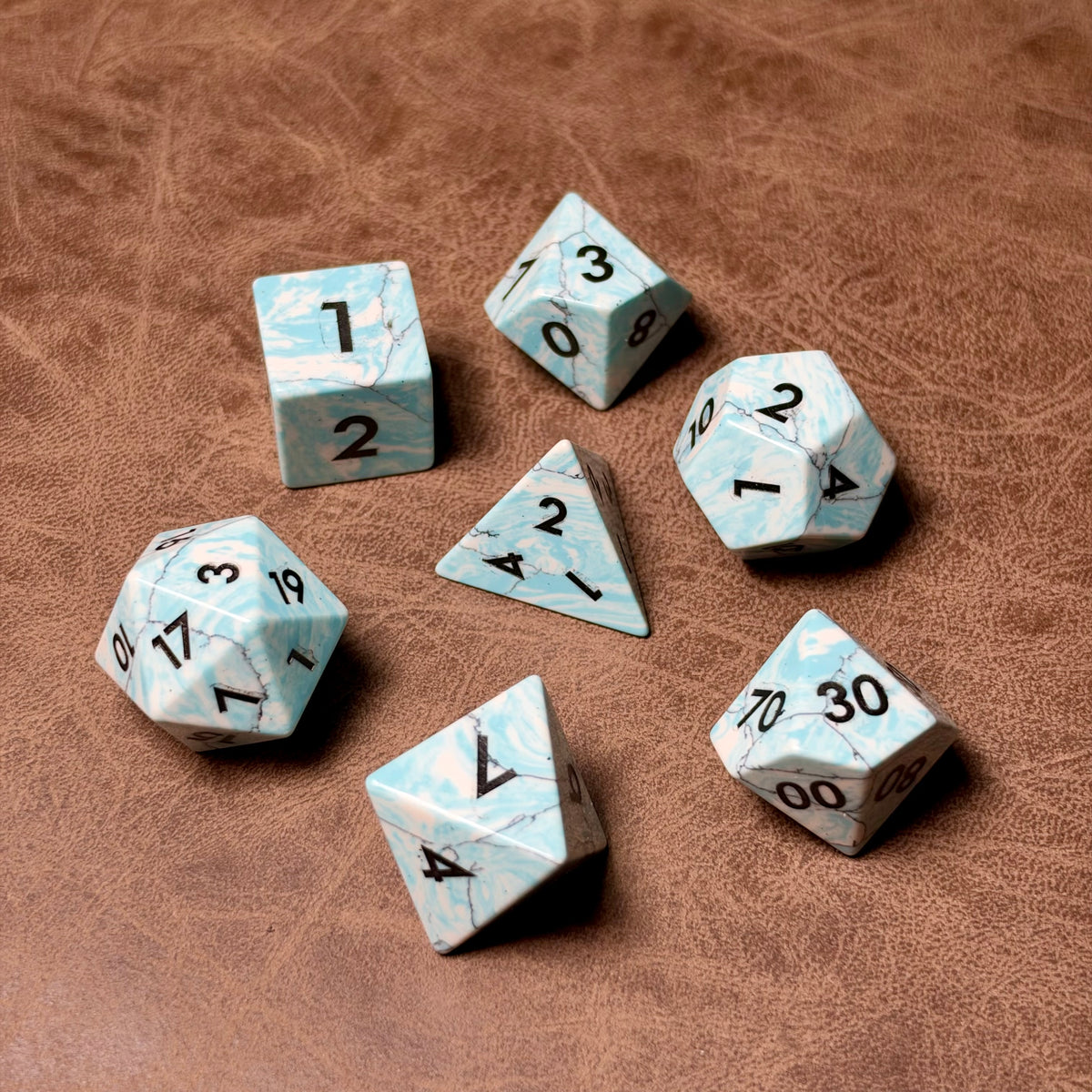 Turquoise Faultline – Gemstone Dice Set