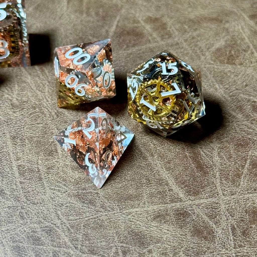 IceForge Dice Canada - Clockwork Dominion – Sharp Edge Resin Dice Set