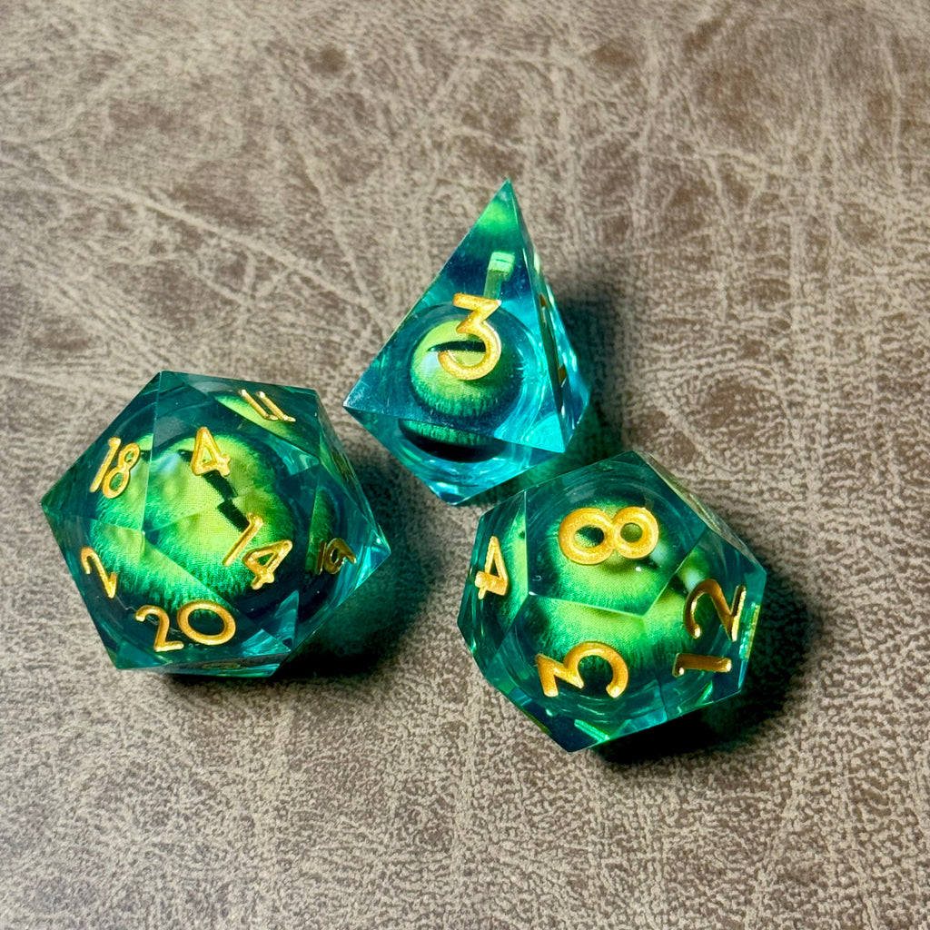 IceForge Dice Canada - Emerald Dragon’s Gaze Liquid Core Dice Set